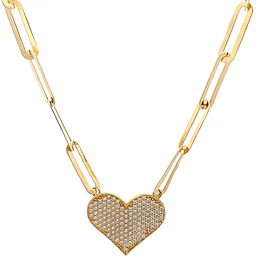 Cadena Ovalada Calada de Oro Amarillo 18K con Dije Corazón