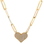 Cadena Ovalada Calada de Oro Amarillo 18K con Dije Corazón