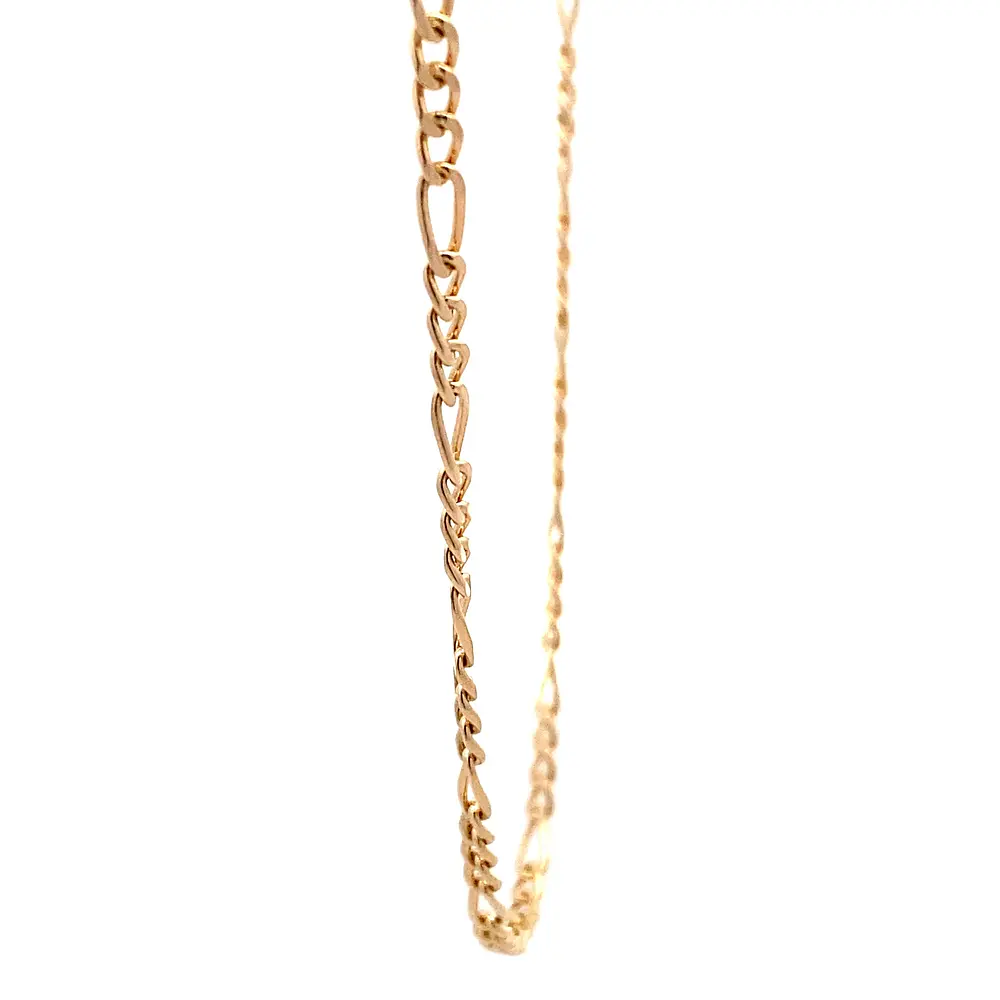 Cadena Fígaro 3x1 Tubular de Oro Rosado 18K – 55 cm