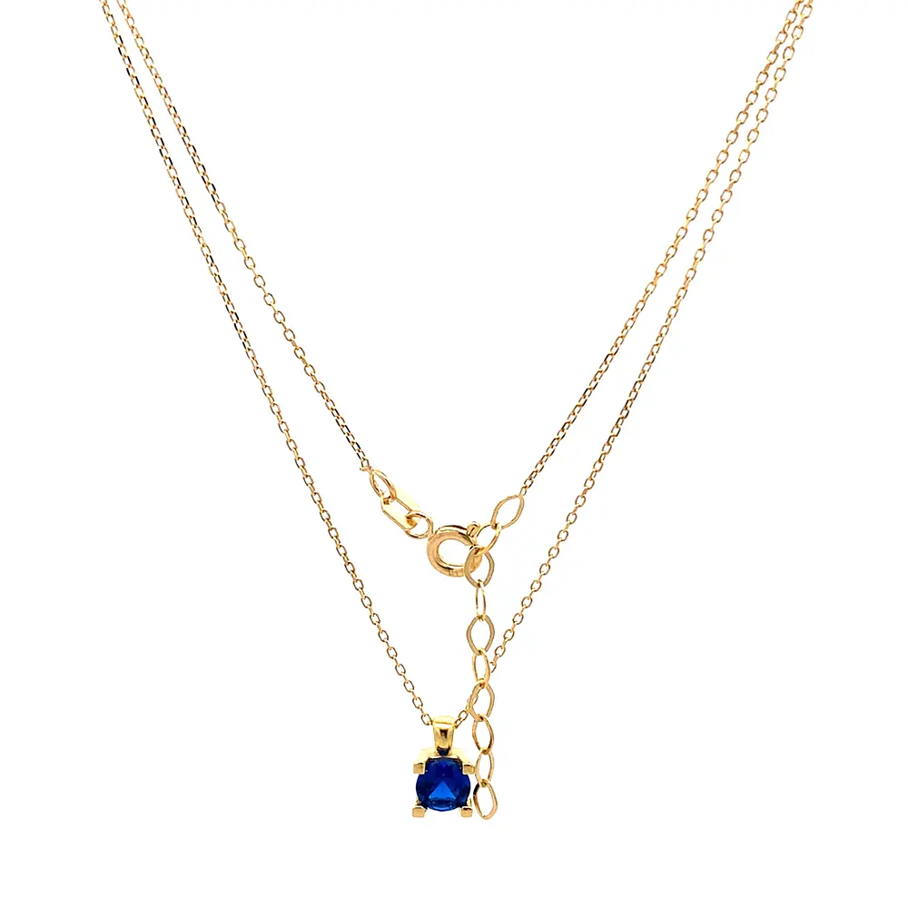 Cadena Limada de Oro Amarillo 18K con Dije Chatón Azul