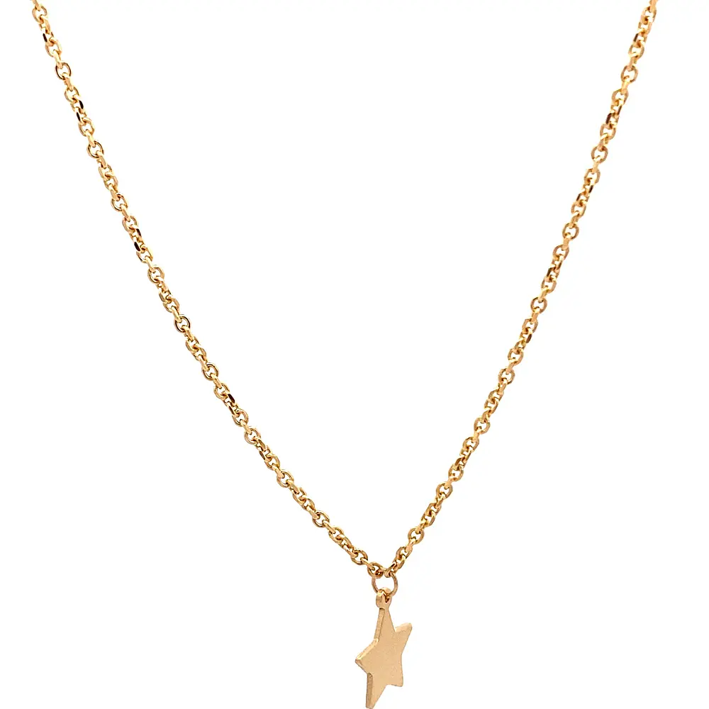 Cadena Rolo de Oro Amarillo 18K con 3 Dijes de Estrella