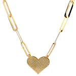Cadena Ovalada Calada de Oro Amarillo 18K con Dije Corazón