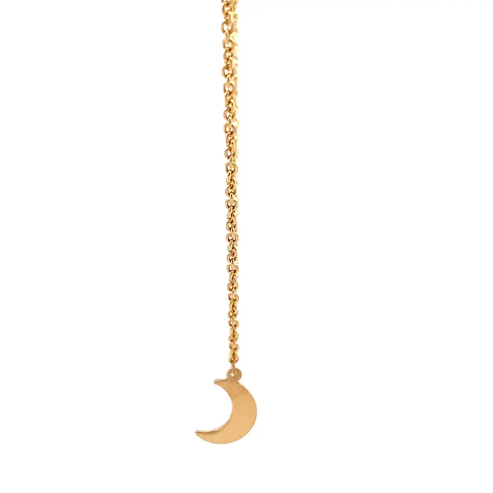 Cadena Rolo de Oro Amarillo 18K con 3 Dijes de Luna