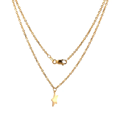 Cadena Rolo de Oro Amarillo 18K con 3 Dijes de Estrella