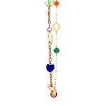 Cadena Limada de Oro Amarillo 18K con Dije Flores Multicolor