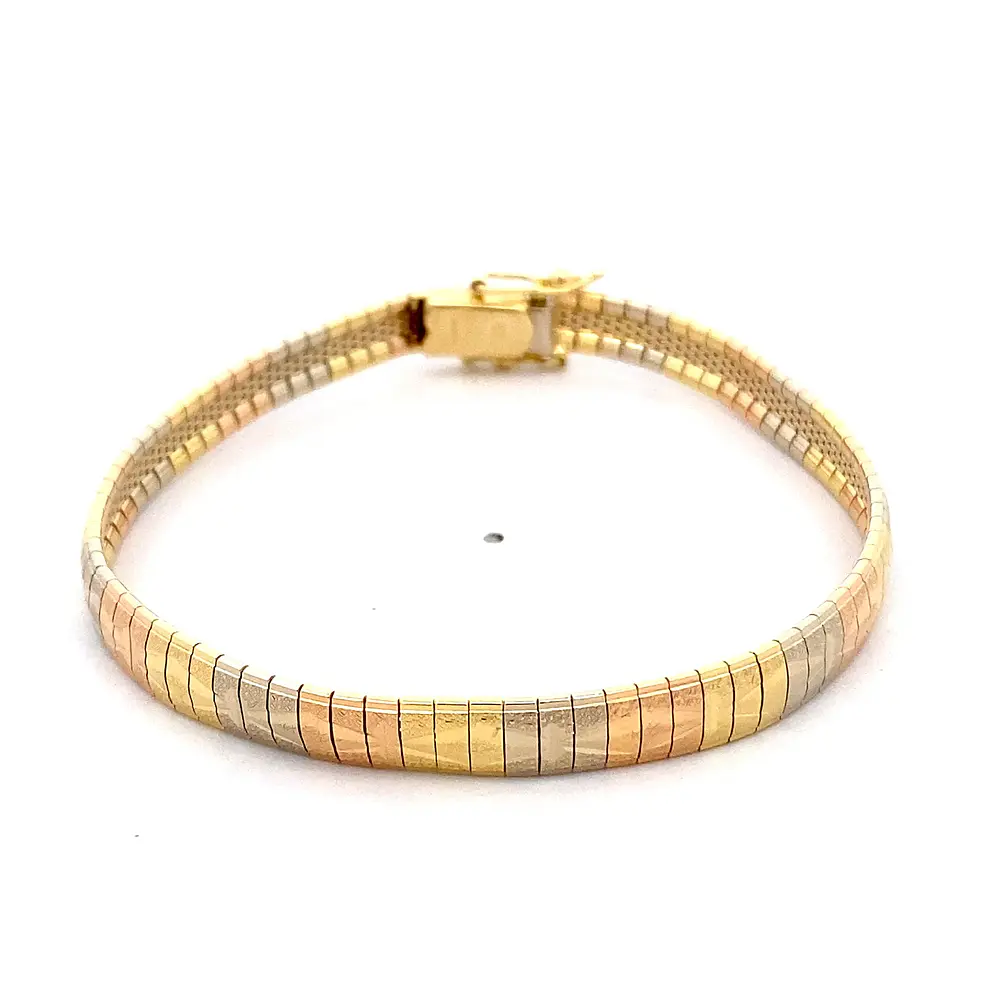Pulsera Articulada Diamantada Tres Oros 18K