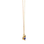 Cadena Limada de Oro Amarillo 18K con Dije Chatón Azul