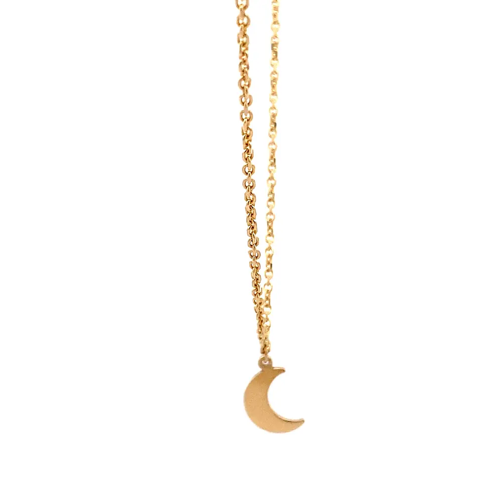 Cadena Rolo de Oro Amarillo 18K con 3 Dijes de Luna