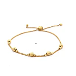 Pulsera Barbada Doble de Oro Amarillo 18K con Esferas Diamantadas