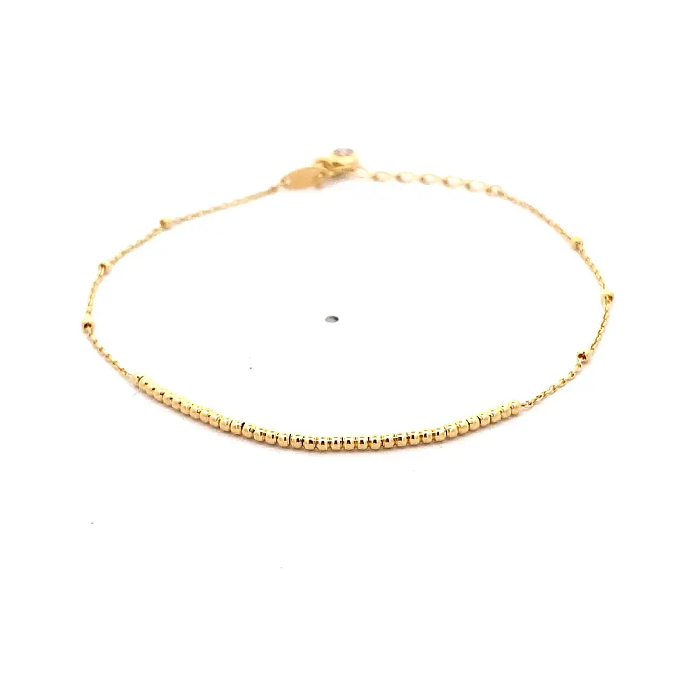 Pulsera Limada de Oro Amarillo 18K con Esferas y Punto de Luz