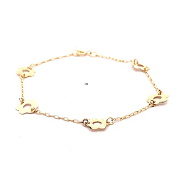 Pulsera Limada de Oro Amarillo 18K con 5 Dijes de Flores