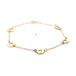 Pulsera Limada de Oro Amarillo 18K con 5 Dijes de Flores