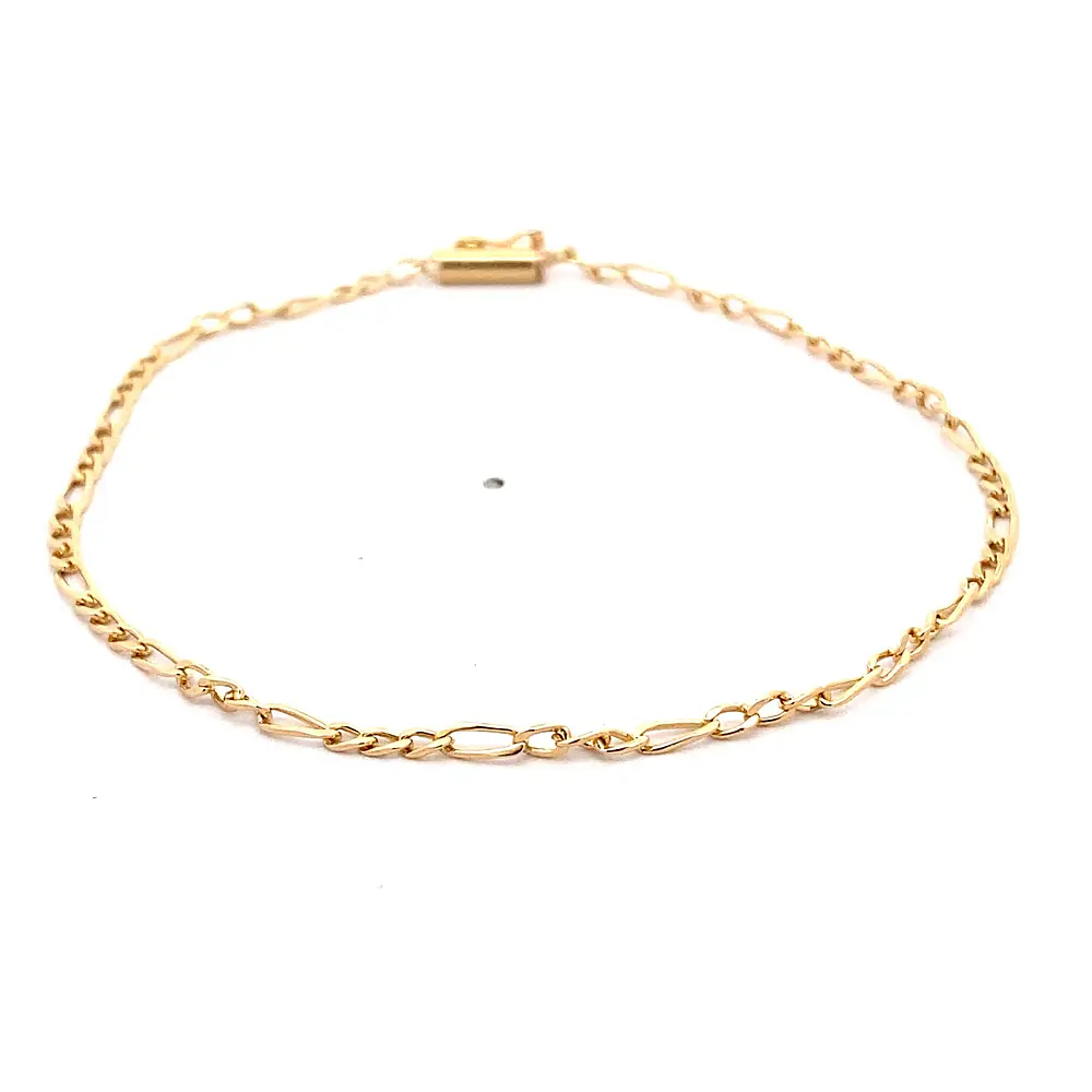 Pulsera Fígaro 3x1 de Oro Amarillo 18K