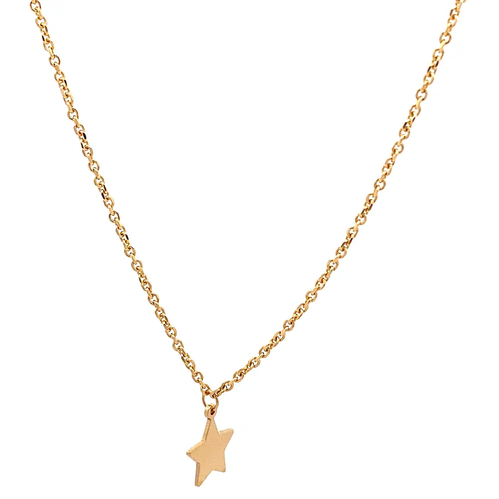 Cadena Rolo de Oro Amarillo 18K con 3 Dijes de Estrella