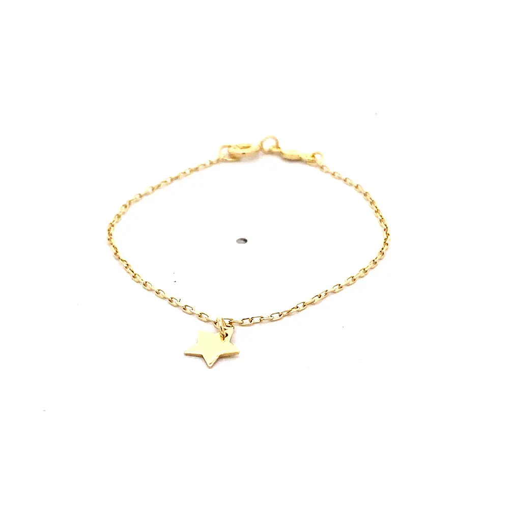 Pulsera Limada de Oro Amarillo 18K con Dije Estrella