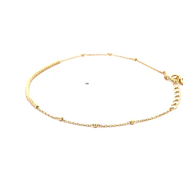 Pulsera Limada de Oro Amarillo 18K con Esferas y Punto de Luz