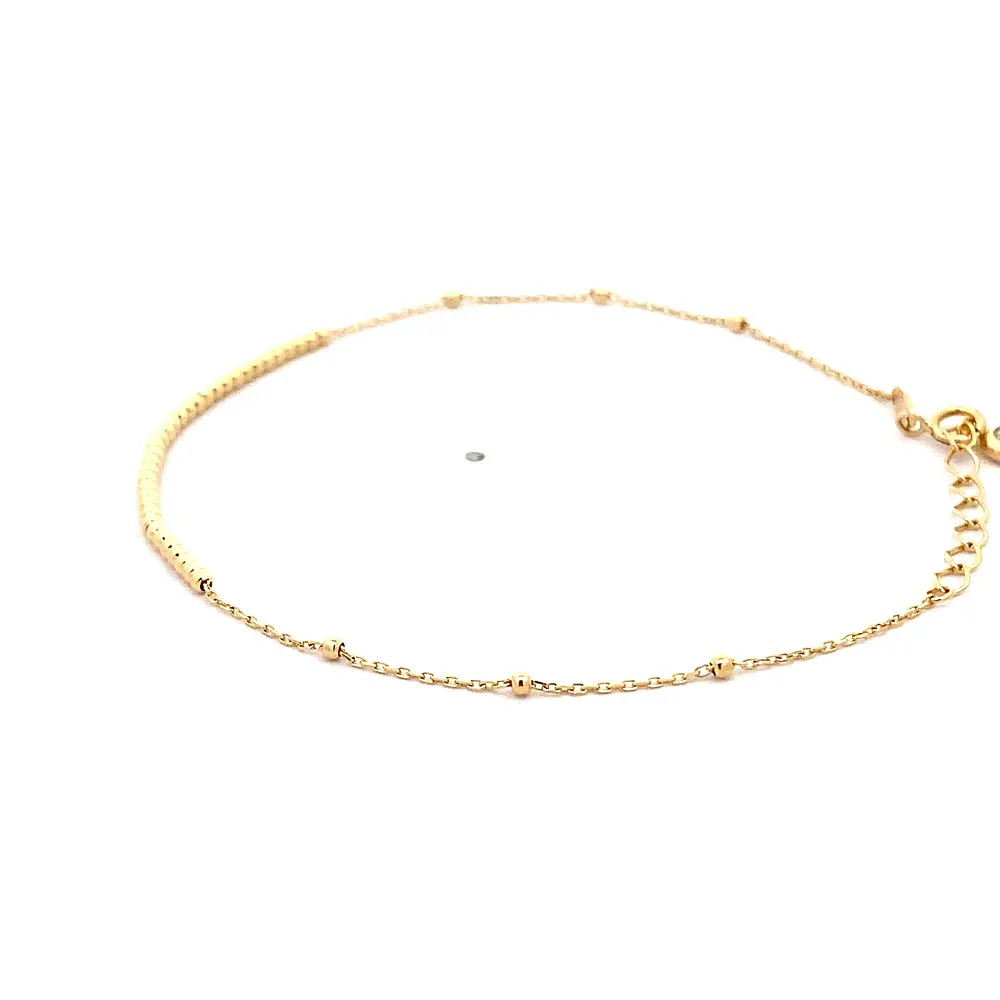Pulsera Limada de Oro Amarillo 18K con Esferas y Punto de Luz