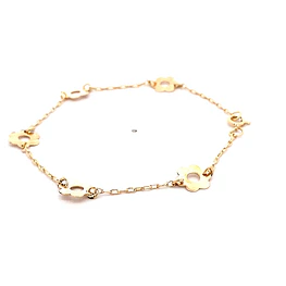 Pulsera Limada de Oro Amarillo 18K con 5 Dijes de Flores