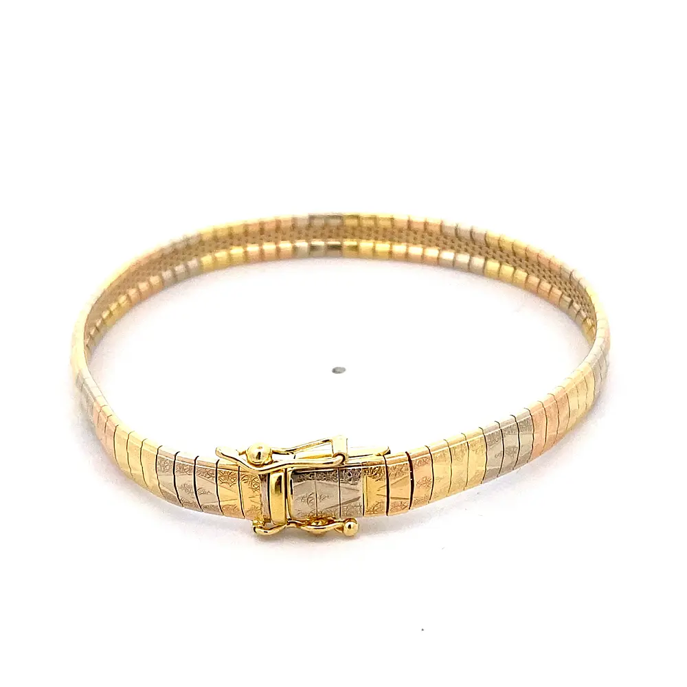 Pulsera Articulada Diamantada Tres Oros 18K