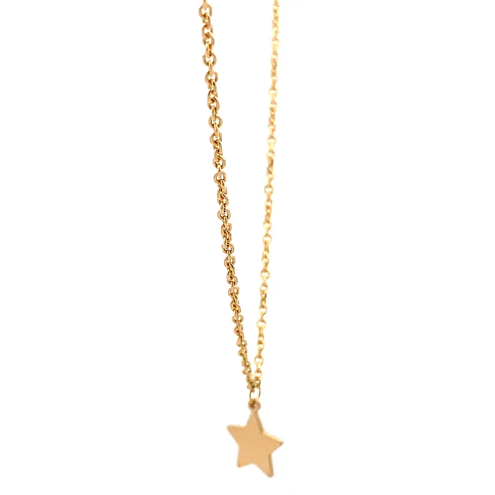 Cadena Rolo de Oro Amarillo 18K con 3 Dijes de Estrella