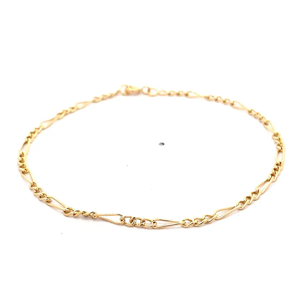 Pulsera Fígaro 3x1 de Oro Amarillo 18K