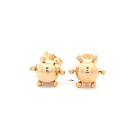 Aros Pistilo de Oro Amarillo 18K con Esfera Lisa