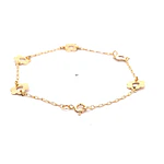 Pulsera Limada de Oro Amarillo 18K con 5 Dijes de Flores