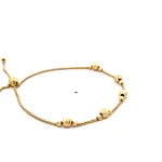 Pulsera Barbada Doble de Oro Amarillo 18K con Esferas Diamantadas