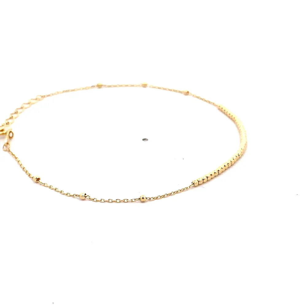 Pulsera Limada de Oro Amarillo 18K con Esferas y Punto de Luz