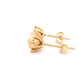 Aros Pistilo de Oro Amarillo 18K con Esfera Lisa
