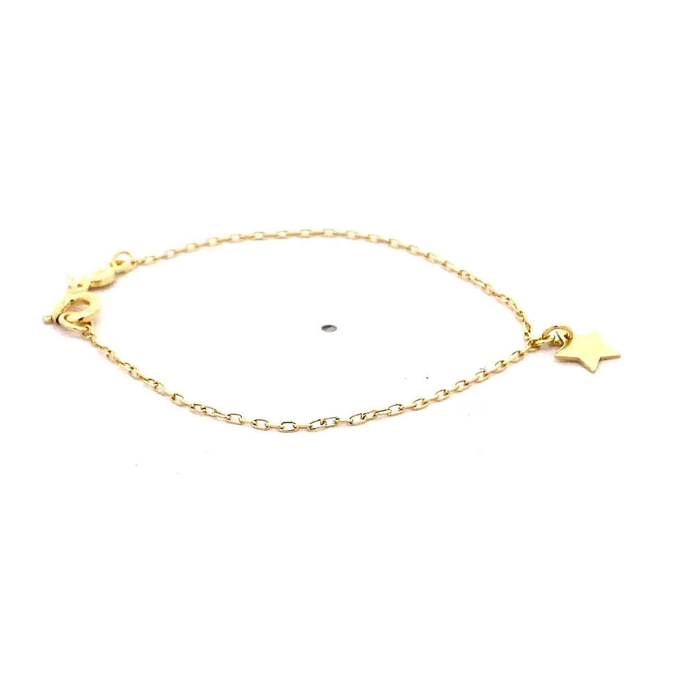 Pulsera Limada de Oro Amarillo 18K con Dije Estrella