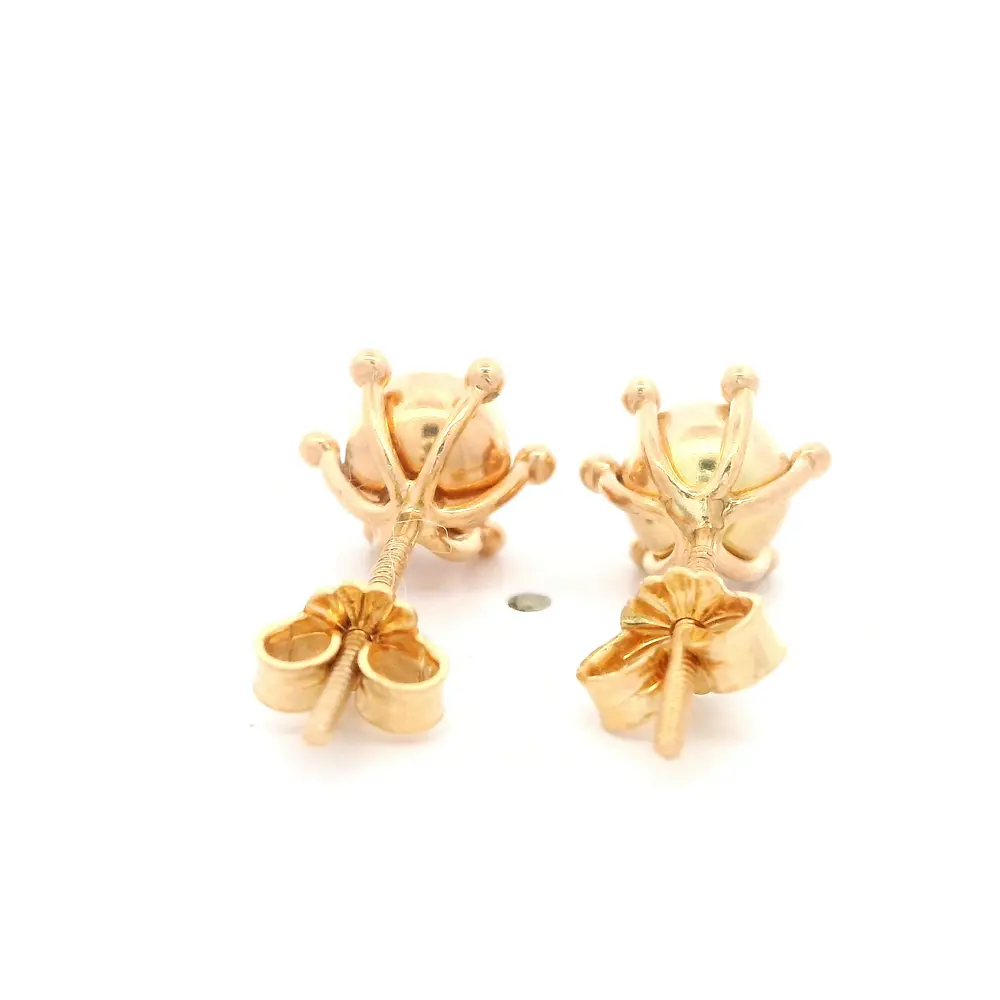 Aros Pistilo de Oro Amarillo 18K con Esfera Lisa