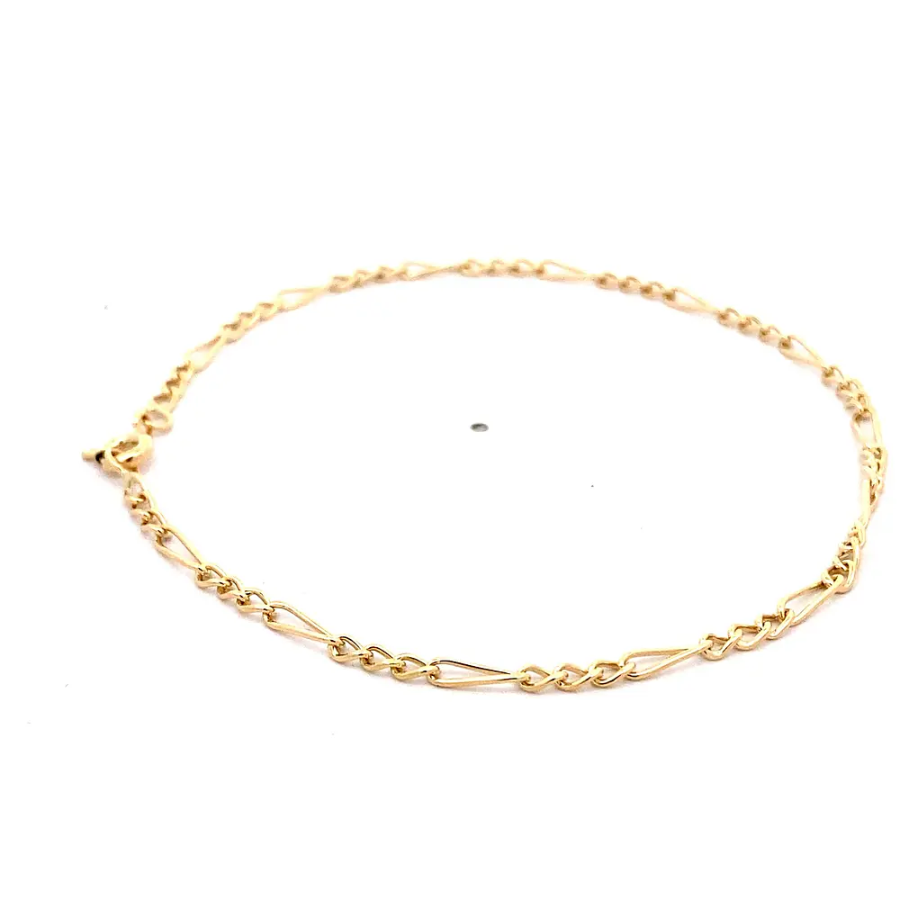 Pulsera Fígaro 3x1 de Oro Amarillo 18K