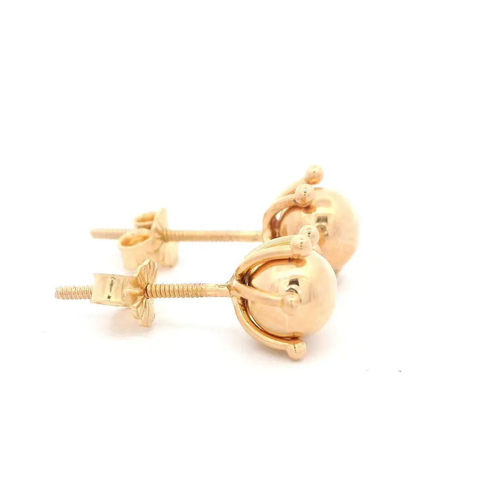 Aros Pistilo de Oro Amarillo 18K con Esfera Lisa