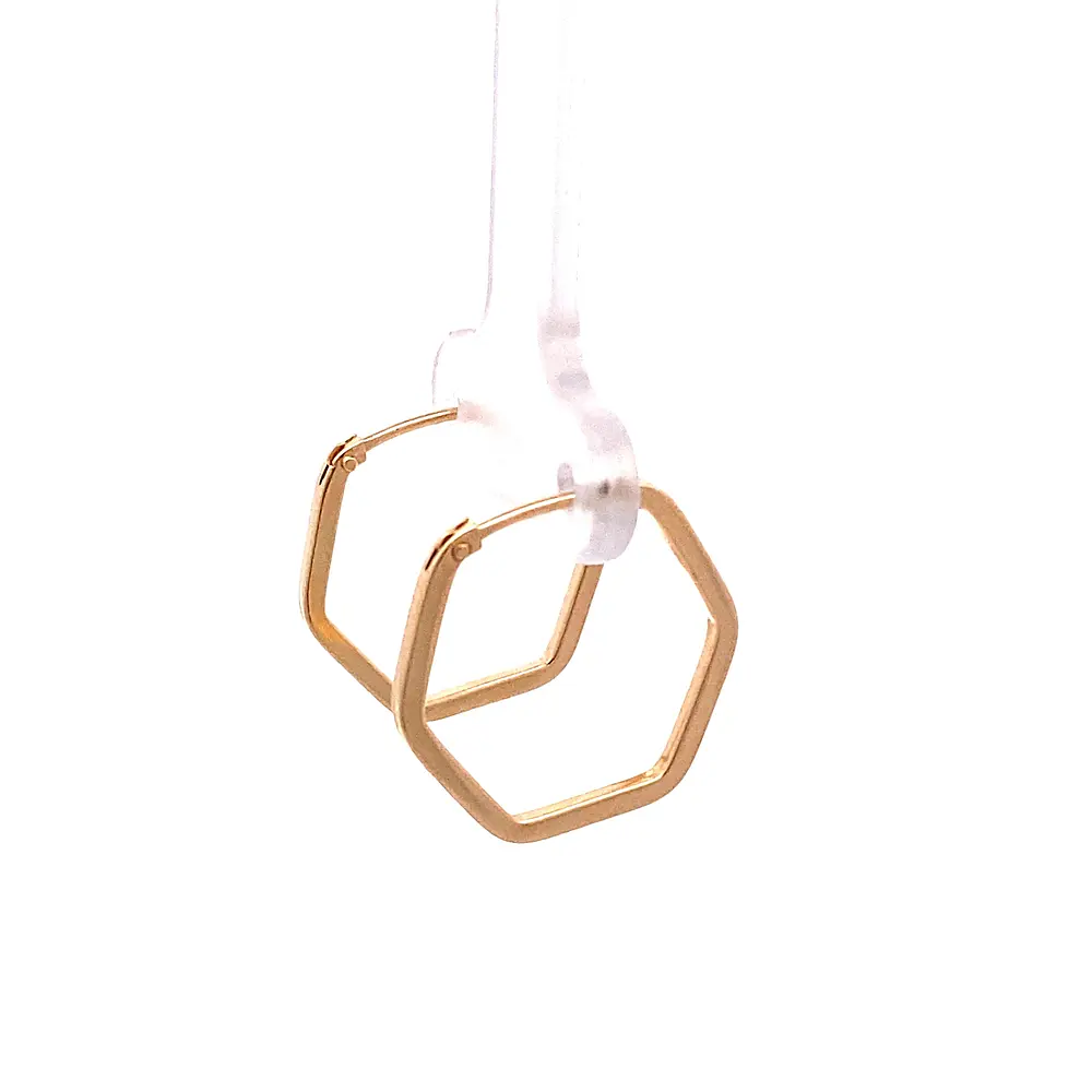 Aros Hexagonales de Oro Amarillo 18K