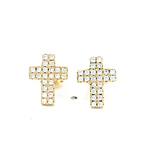Aros Cruz de Oro Amarillo 18K con Piedras Incoloras