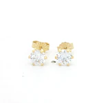 Aros Casquillo de Oro Amarillo 18K con Piedra Incolora