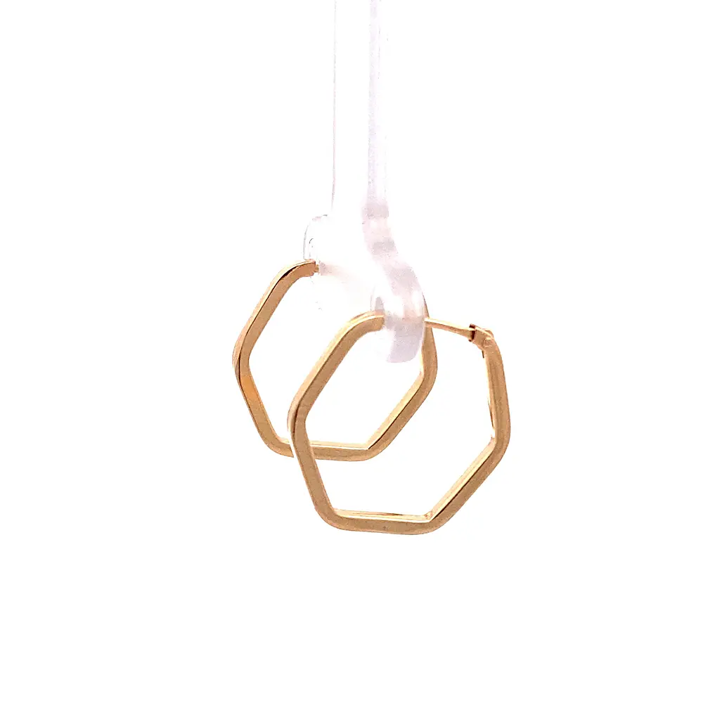 Aros Hexagonales de Oro Amarillo 18K