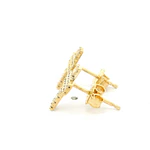 Aros Cruz de Oro Amarillo 18K con Piedras Incoloras