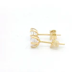 Aros Casquillo de Oro Amarillo 18K con Piedra Incolora