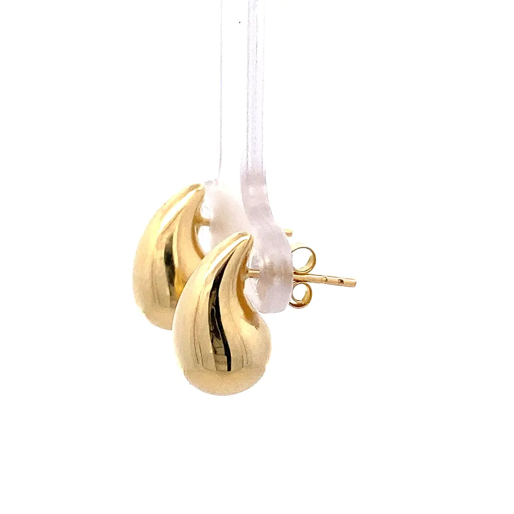 Aros Gota Bombé de Oro Amarillo 18K
