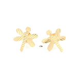 Aros Libélula Tallada de Oro Amarillo 18K