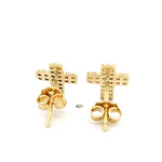 Aros Cruz de Oro Amarillo 18K con Piedras Incoloras