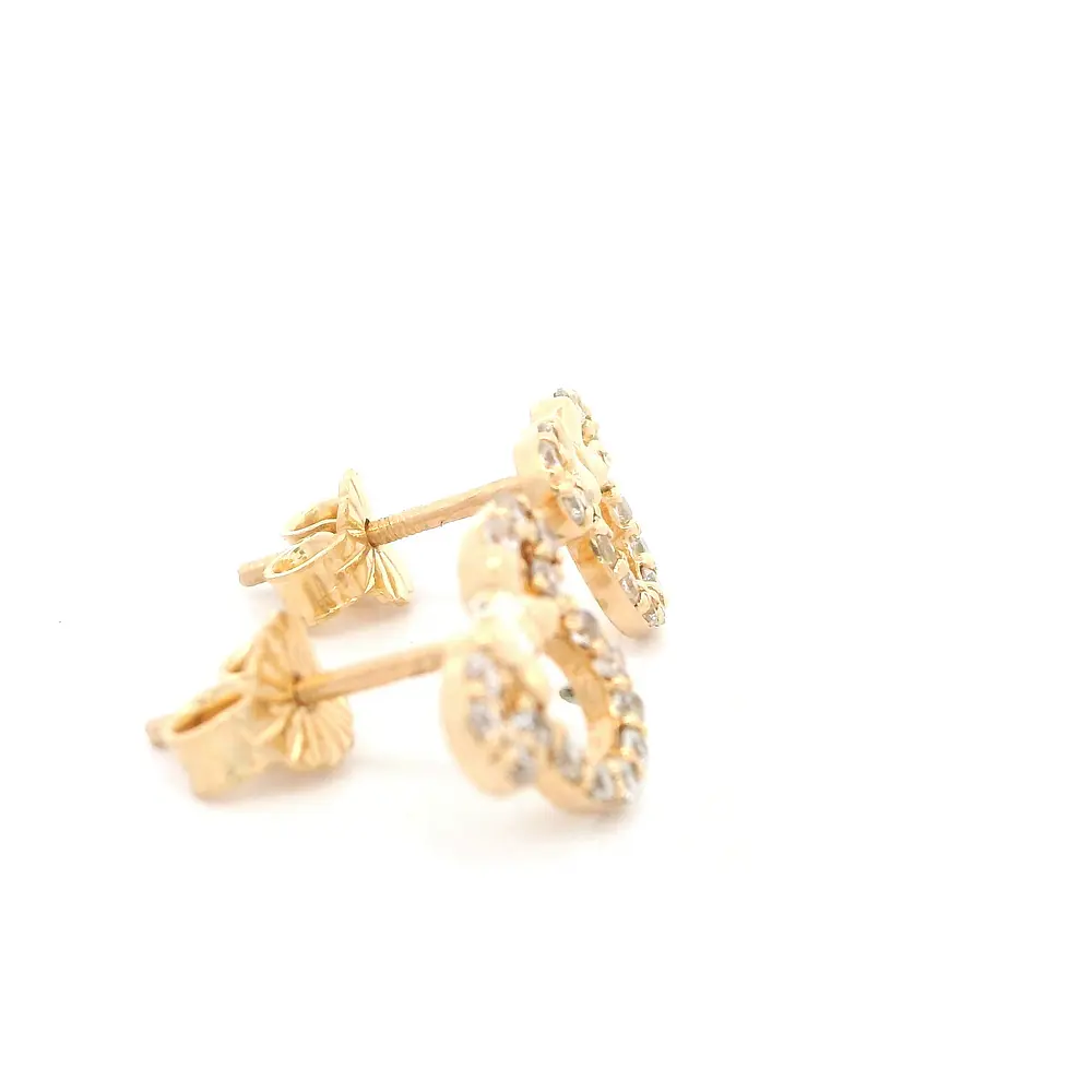 Aros Minnie Calados de Oro Amarillo 18K con Piedras Incoloras