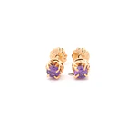 Aros Chatón para Bebé de Oro Amarillo 18K con Piedra Morada