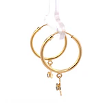 Aros Tubulares de Oro Amarillo 18K con Dije de Luna