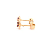 Aros Flor para Bebé de Oro Amarillo 18K con Piedra Fucsia