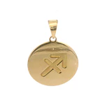 Colgante Circular Sagitario de Oro Amarillo 18K Mateado