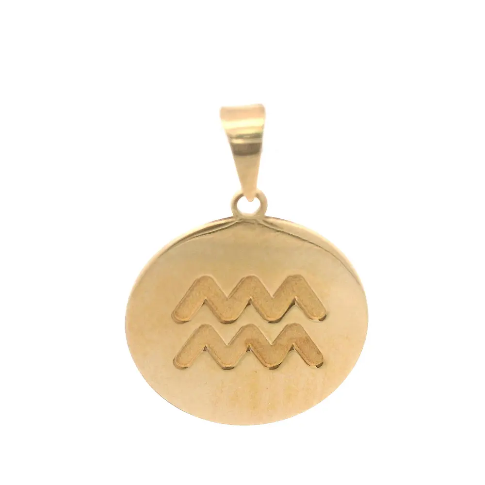 Colgante Circular Acuario de Oro 18K Mateado