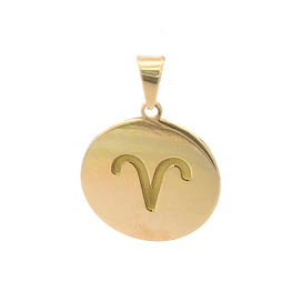 Colgante Circular Aries de Oro Amarillo 18K Mateado